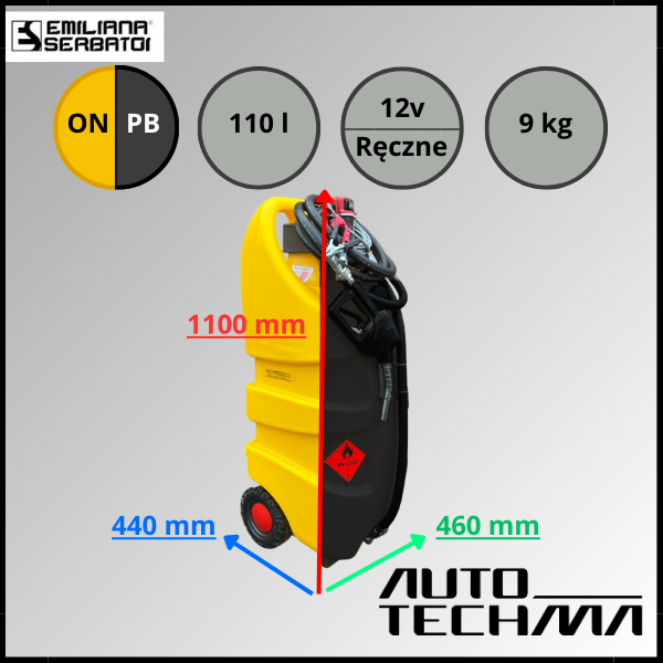 Zbiornik OIL 110L 12V - Emiliana Serbatoi EML110VK zbiornik na olej hydrauliczny z licznikiem