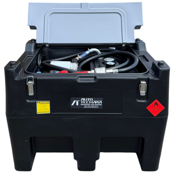 Zbiornik polietylenowy do transportu diesla ON/HVO100 240L 12V z licznikiem i filtrem - Autotechma YDIES240L-M